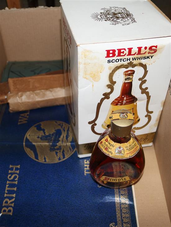 Gunn & Moore 1936 signed souvenir cricket bat, All India 1936, boxed, Bells Whisky decanter, British Warships, etc